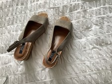 Women’s Marks And Spencer Insolia Suede Sage Green Wedge Sandals Size 8 New