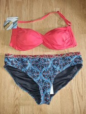 BNWT Gorgeous Red Blue SUPERDRY halterneck bikini top bottom set size 12