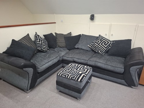 Grey shaped corner sofa bed - corner,