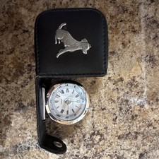 Quartz Travel Clock With Dog Emblem On It