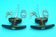 2 x Black T Handle Lock for Horse Box & Caravan & Trailer Catering