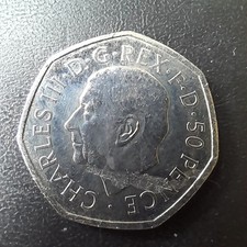king charles 50p coin with miss strike uncirculated mint