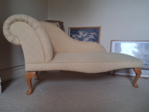 Cream fabric chaise longue - cream,