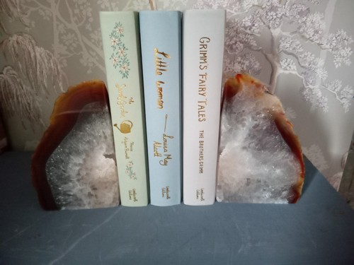 Natural agate crystal bookends - agate,