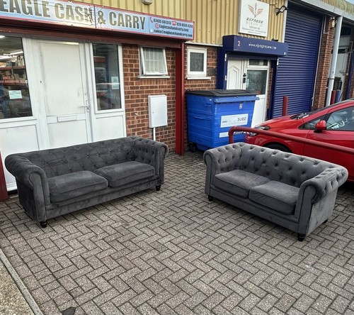 Chesterfield charcoal grey 2 - grey, 3&2