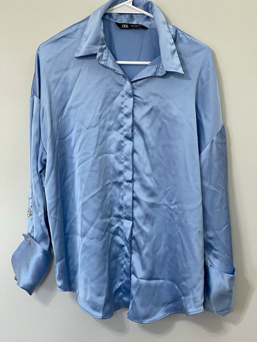 Zara satin blue solid - satin,