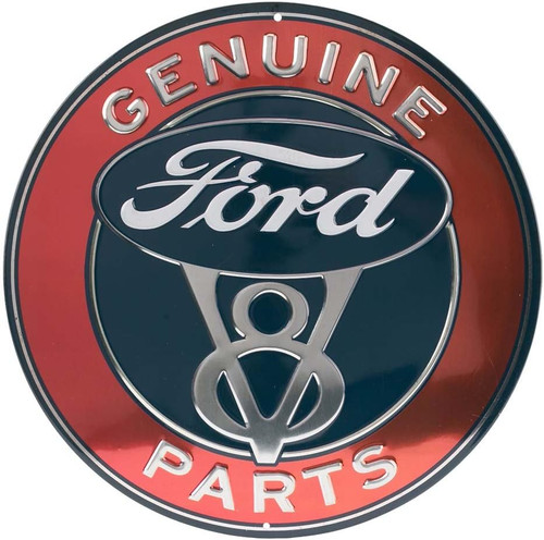 Ford parts round - v8, embossed