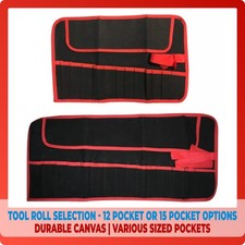 Tough Canvas Tool Roll Up Compact Organiser Bag Carry Case 12 15 Pocket Storage
