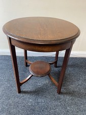 Vintage Edwardian Shaped Inlaid Two Tier Wooden Side Table