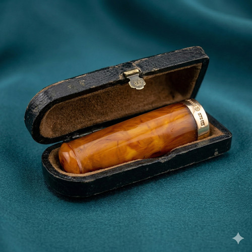 Antique 1906 9ct gold amber - gold,