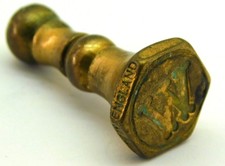 Vintage Brass Wax Seal, Letter W.