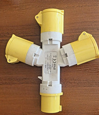 110V 16A 3 Way Y Splitter Socket Adaptor IP44 Extension Lead 110 Volt 16 Amp