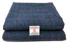 Harris Tweed Blue with Red Overcheck Fabric  - Various Sizes 