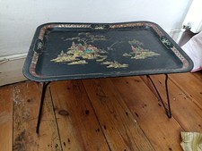 Vintage Oriental Folding Breakfast Tray Serving Tray Mid-Century 1960s Japanese