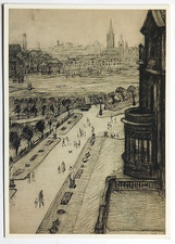 L S Lowry View from the Window of Royal Technical College 1924 Art Postcard