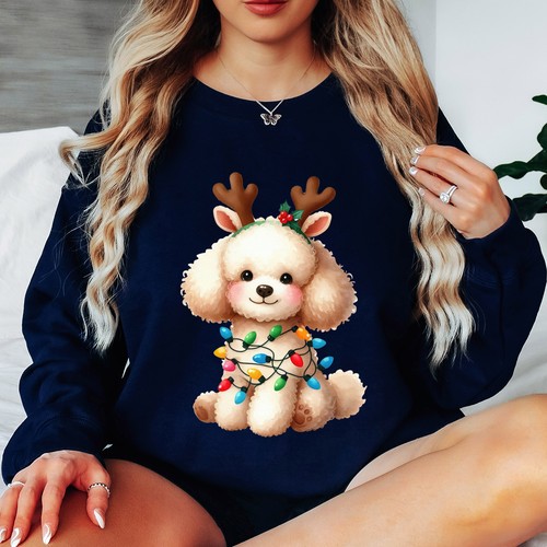 Christmas poodle reindeer - poodle,