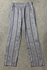 Peruzzi Striped Linen Blend Trousers Elastic Waist IT 38 UK 12