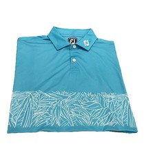Footjoy FJ Golf Polo Shirt Athletic Fit Men’s Large blue floral geometric 
