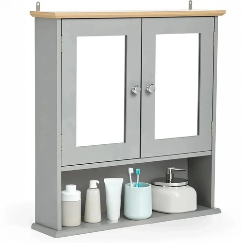 Grey bathroom mirror cabinet - grey,