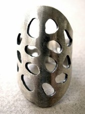 Medieval Wide Sterling Silver Ring Holes Organic Ring Handmade Statement Ring