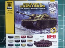 SUPERB AK #7187 HARD TO FIND PAINT SET STUG 3 INTERIOR EXTERIOR SET, 12X 17ML
