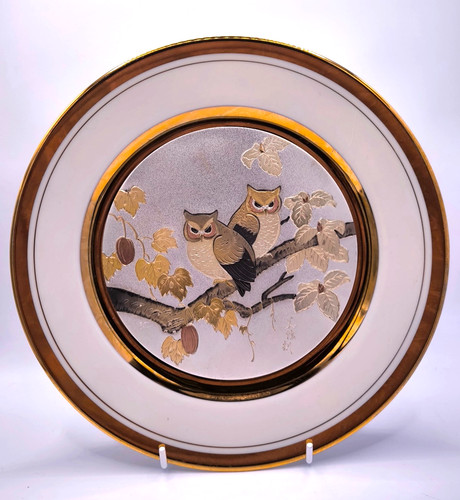 Chokin owl display plate 23cm - display,