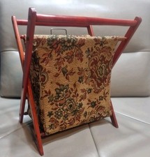 Vintage Wooden Folding Rack Knitting Sewing Craft Bag holder Tapestry Bag
