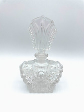 Vintage Large Art Deco Clear Cut Glass Perfume Bottle with Stopper Dauber Heavy