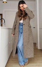 ZARA ZW Collection Check Plaid Coat Ecru/Yellow 2024/25 Season Size XS BNWT £179
