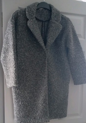 Ladies grey boucle coat - grey, tu