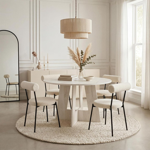 Round dining table travertine - dining,