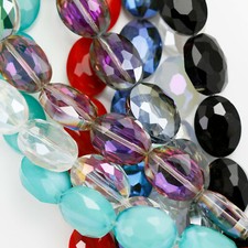 Faceted Flat Oval Cut Glass