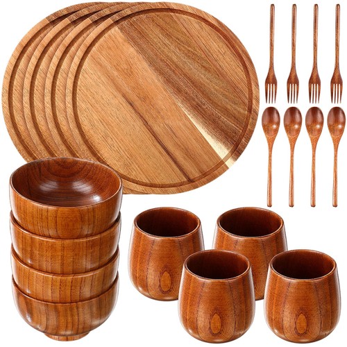 Pcs acacia wood dinnerware - acacia,