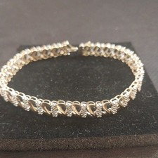 Natural Round 90 Diamond Tennis Bracelet In Yellow Gold 9ct