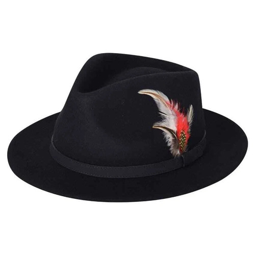 100 wool fedora - hat, unisex