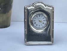 A Small Vintage Silver Mantle or Bedside Clock, Hallmarked In Sheffield In 1997