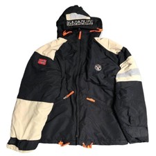Napapijri Men’s Jacket L | Black Geographic Outdoor Hiking Windbreaker Coat