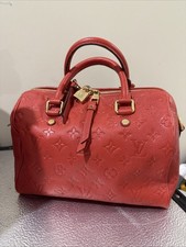 Louis Vuitton Speedy Bandouliere Satchel 25 Red Monogram Empreinte Leather