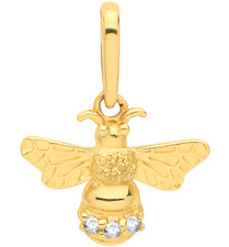 9ct gold pendant honey bee cz
