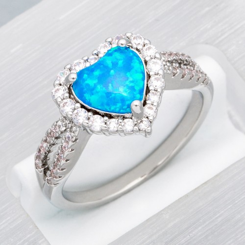 7x8 heart blue fire opal - fire,