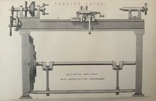 Antique Print c1870s Lathe Engraving Victorian Industrial Machinery Engineering