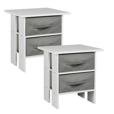 Pair 2 Bedroom Bedside Cabinet Furniture Storage Nightstand Side Table 2 Drawers