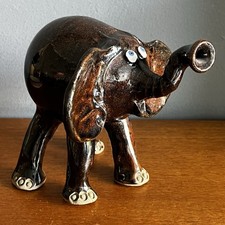 Studio Pottery Comical Elephant Animal Figure Ornament
