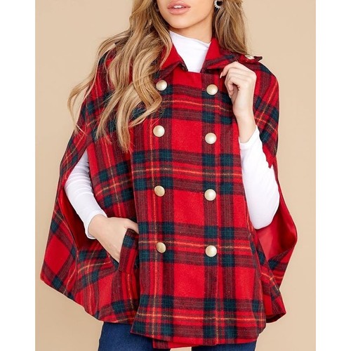 Red plaid double - red, cape