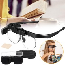 LED Headband Magnifying Glasses Headband Magnifier Cross Stitch Jeweler Loupe UK