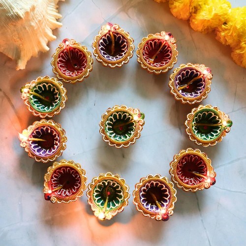 Terracotta diwali diya set - terracotta,