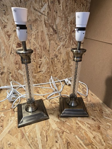 Pair glass and brass - ,