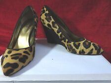 Nine West Sadock leopard print beige/CB pony wedge heel shoes UK 5, US 7