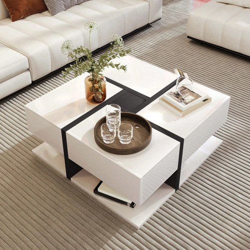 White coffee table - coffee, square