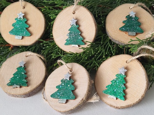 Wooden tree baubles handmade - tree,